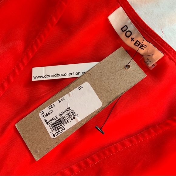 DO + BE Collection Red Ruffle Romper NWT - Picture 2 of 4